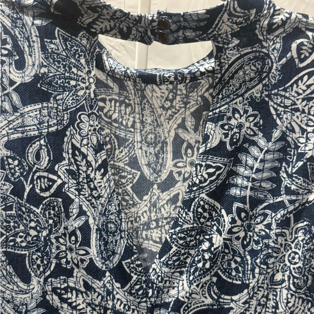 Navy Paisley Sleeveless Mini Dress - Picture 3 of 7